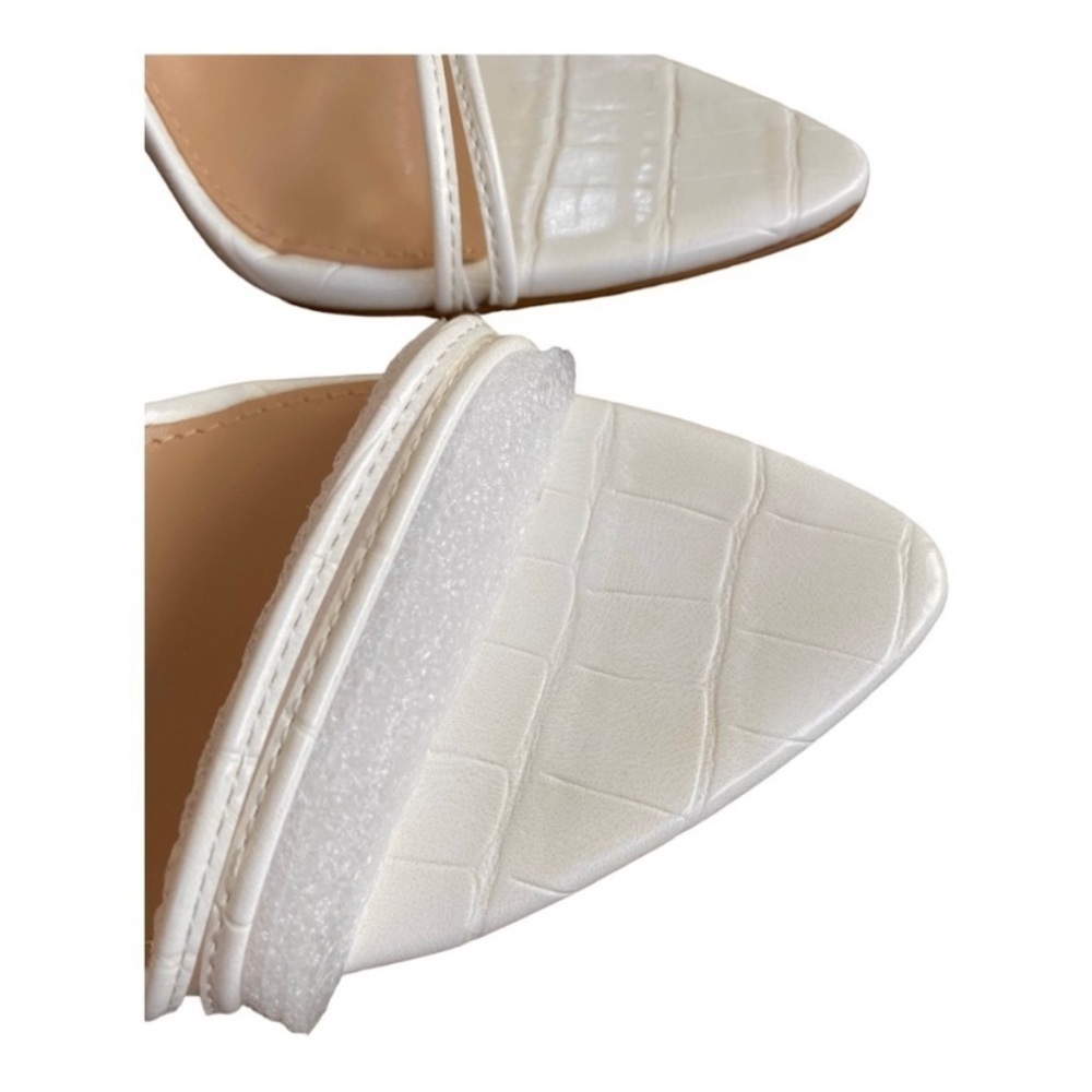 NEW Steve Madden White Stiletto Heels Flamin Sandal Ankle Wraparound Tie Croc - Picture 7 of 10